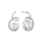 Earrings with pearl & synthetic zirconia (925)